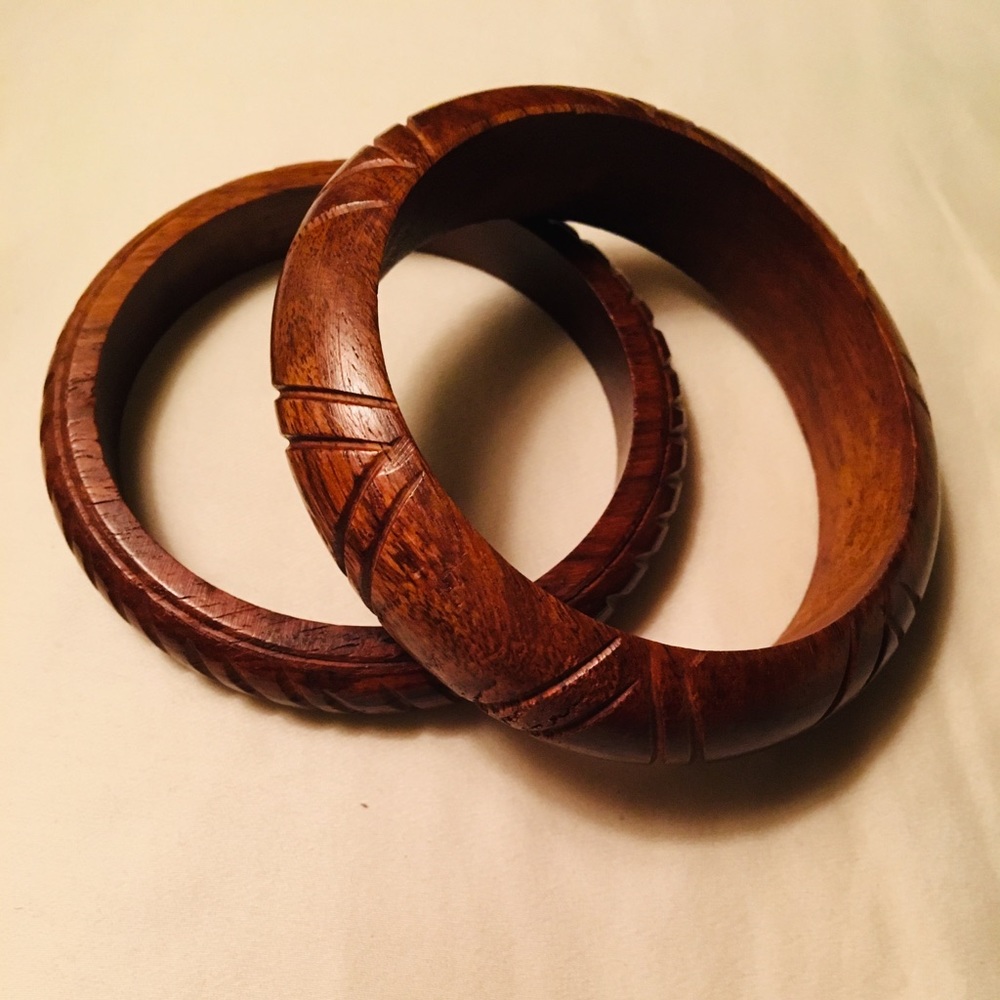 Pair of Vintage Wooden Bangle Bracelets (2/$30 item)